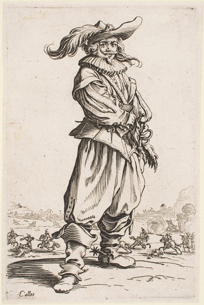 Soldado con sombrero de plumas, de la serie “La nobleza de Lorena” de Jacques Callot