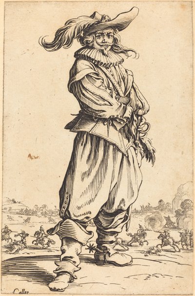Soldado con sombrero emplumado de Jacques Callot