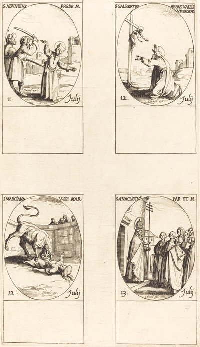 San Abundio; San Galberto; Santa Marciana; San Anacleto de Jacques Callot