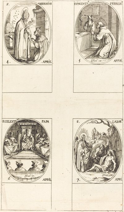 San Ambrosio; San Vicente Ferrer; San Celestino; San Lázaro de Jacques Callot