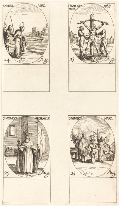 Santa Aurea; San Bartolomé; San Luis; San Genesio de Jacques Callot