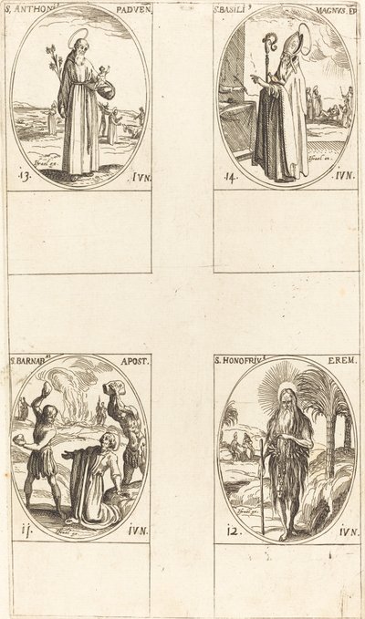 San Bernabé, Apóstol, San Honofrio, San Antonio de Padua, San Basilio el Grande de Jacques Callot