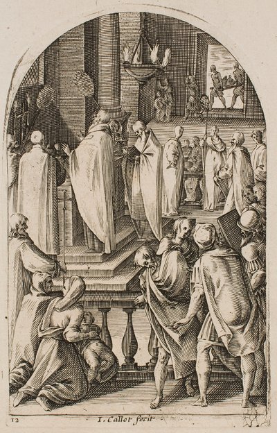 San Basilio celebrando el sacrificio de la misa, de la serie «Imágenes de Roma» de Jacques Callot