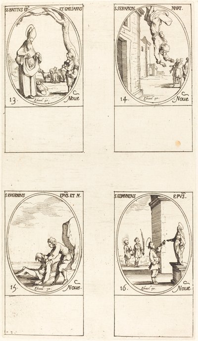 San Brice; San Serapión; San Eugenio; San Edmundo de Jacques Callot
