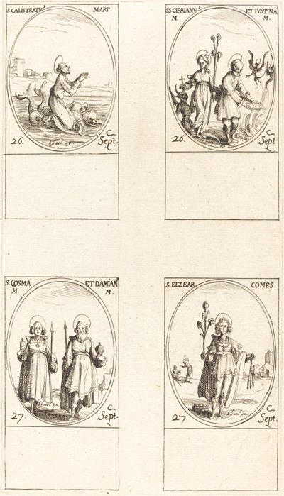 San Calistrato; Santos Cipriano y Justina; Santos Cosme y Damián; San Elzear, Conde de Jacques Callot