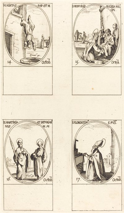 San Calixto; Santa Eduviges; Santos Martiniano y Saturiano; San Florentino de Jacques Callot