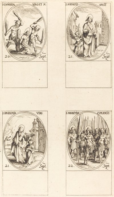 San Canida; San Mateo; Santa Ifigenia; San Mauricio y compañeros de Jacques Callot