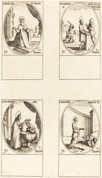 San David, rey y profeta; Santos Sabino y Venustiano; San Silvestre; Santa Colomba de Jacques Callot