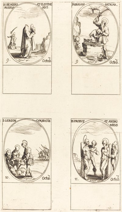 San Dionisio, Rústico y Eleuterio, San Abraham, San Gereón y Compañeros, Santos Pro de Jacques Callot
