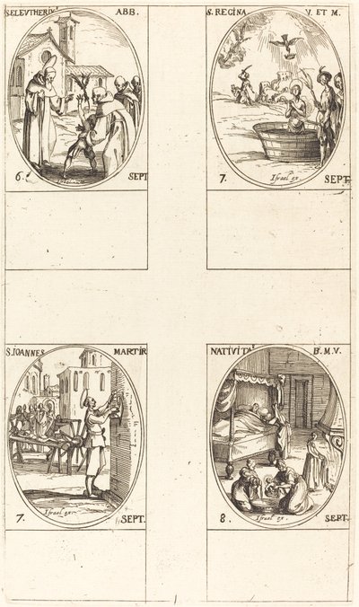 San Eleuterio, Abad; Santa Regina; San Juan; La Natividad de la Virgen de Jacques Callot
