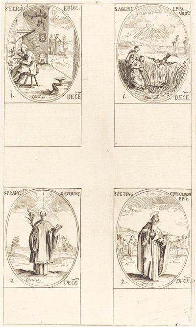 San Eligio; San Agerico; San Francisco Javier; San Pedro Crisólogo de Jacques Callot