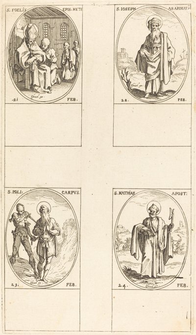 San Félix; San José de Arimatea; San Policarpo; San Matías, Apóstol de Jacques Callot