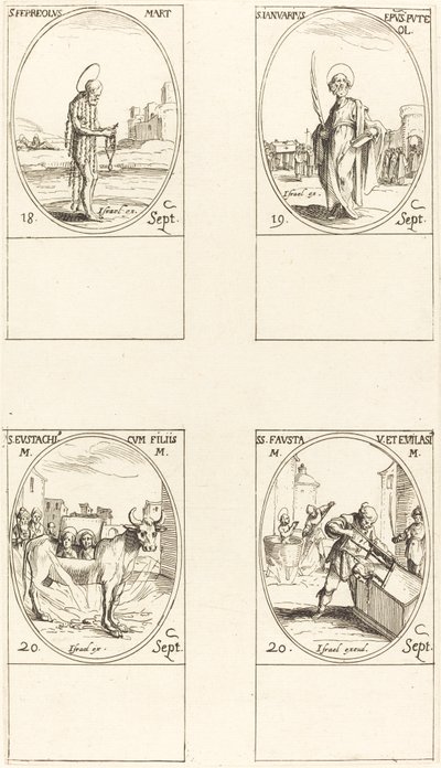 San Ferreolus, San Januarius, San Eustachius y sus Hijos, Santos Fausta y Evelasius de Jacques Callot