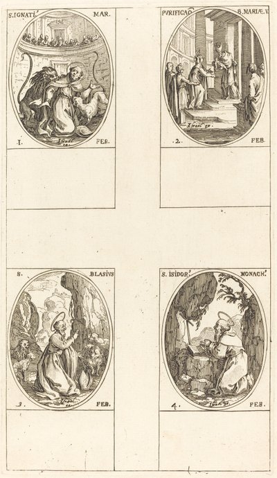 San Ignacio; Purificación de la Virgen; San Blas; San Isidoro de Jacques Callot
