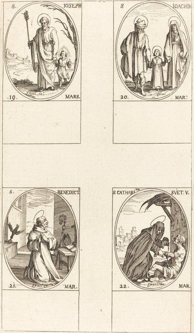 San José; San Joaquín; San Benito, Abad; Santa Catalina de Suecia de Jacques Callot