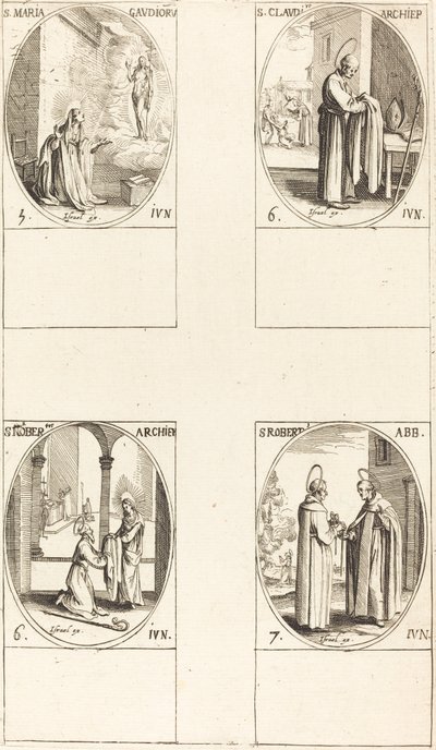 Santa María Gaudioru; San Claudio; San Norberto; San Roberto de Jacques Callot