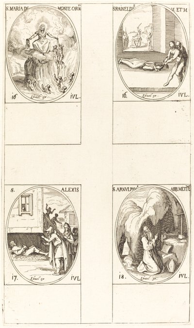 Santa María del Monte Carmelo; Santa Raineldis; San Alexis; San Arnoldo de Metz de Jacques Callot