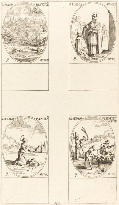 Santa María de la Victoria, San Simeón, Profeta, Santa Pelagia, Santas Reparata y Benedicta. de Jacques Callot