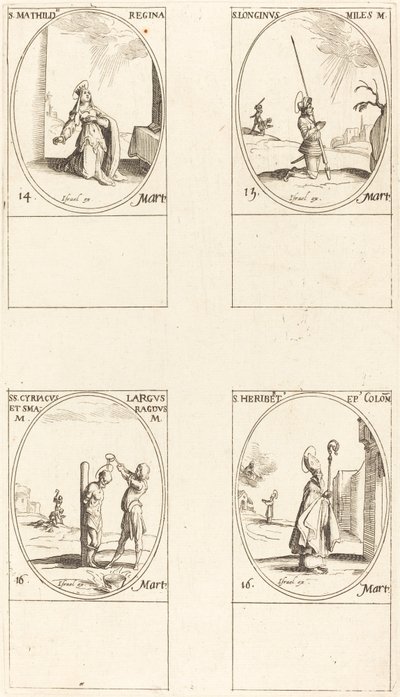 Santa Matilde; San Longinos; San Ciriaco; San Heriberto de Jacques Callot