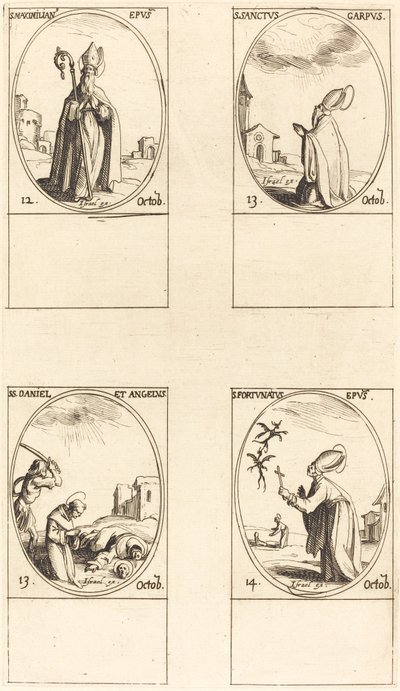 San Maximiliano; San Carpo; San Daniel y Angelus; San Fortunato de Jacques Callot