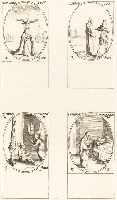 San Medardo; Santa Calliopa; Santos Primo y Feliciano; Santa Margarita de Escocia de Jacques Callot
