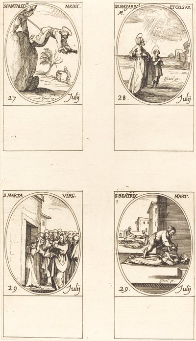 San Pantaleón, Santos Nazario y Celso, Santa Marta, Santa Beatriz de Jacques Callot
