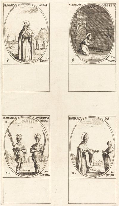 San Romarico; Santa Leocadia; Santos Menas y Hermógenes; San Dámaso de Jacques Callot