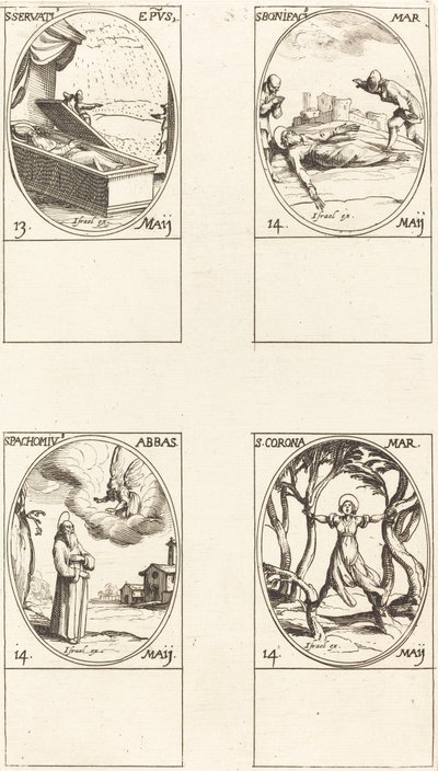 San Servacio; San Bonifacio; San Pacomio; Santa Corona de Jacques Callot