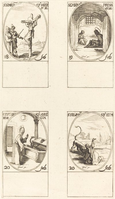 San Simeón; San Gabinio; San Eucario; San Silvano de Jacques Callot