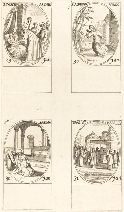 San Sulpicio; Santa Aldegondes; Santa Sabina; La llamada de San Marcos de Jacques Callot