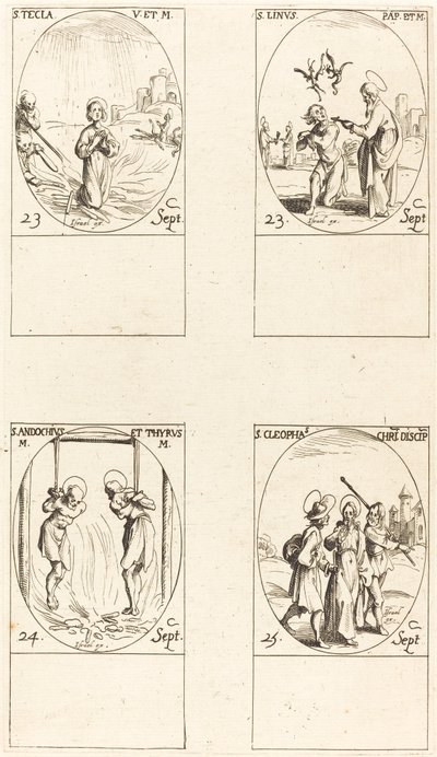 Santa Tecla, San Lino, Santos Andochio y Tirso, San Cleofás de Jacques Callot