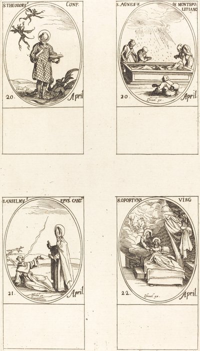 San Teodoro; Santa Inés de Monte Pulciano; San Anselmo, Arzobispo de Canterbury; San de Jacques Callot