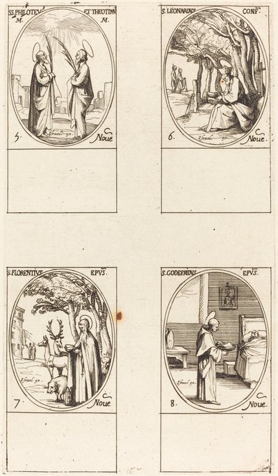 Santos Filoteo y Teótimo, San Leonardo, San Florentino, San Godofredo de Jacques Callot