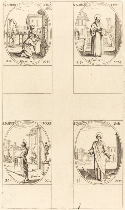 Santos Simón y Judas, Apóstoles; San Narciso; San Marcelo; San Quintín de Jacques Callot