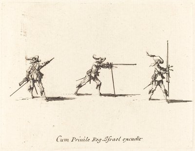 Tomando la posición de disparo con el mosquete de Jacques Callot