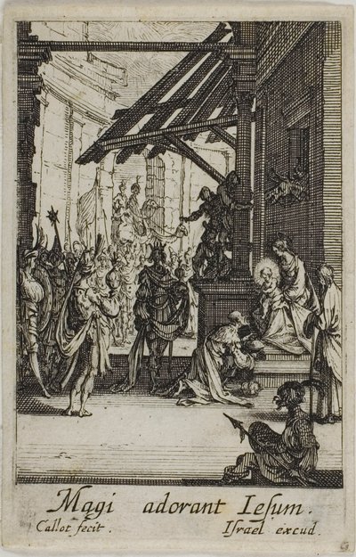La adoración de los Reyes Magos, de La vida de la Virgen de Jacques Callot