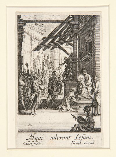 La Adoración de los Reyes Magos, n. 8 de La vida de la Virgen de Jacques Callot