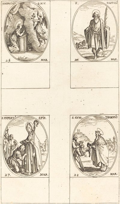 La Anunciación, San Castulo, San Ruperto, San Gontrán de Jacques Callot