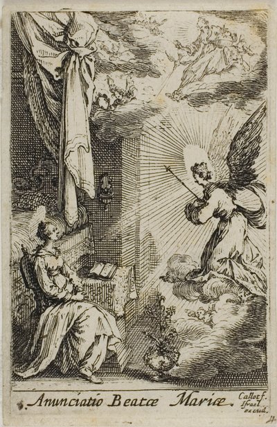 La Anunciación, de La vida de la Virgen de Jacques Callot