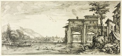 Los bañistas, de varias escenas diseñadas en Florencia de Jacques Callot