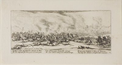 La batalla, lámina tres de Las miserias de la guerra de Jacques Callot