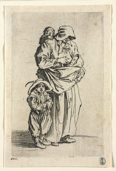 Los Mendigos: Una Madre y Sus Tres Hijos, c. 1623 de Jacques Callot