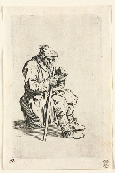 Los Mendigos: Mendigo Sentado y Comiendo, c. 1623 de Jacques Callot