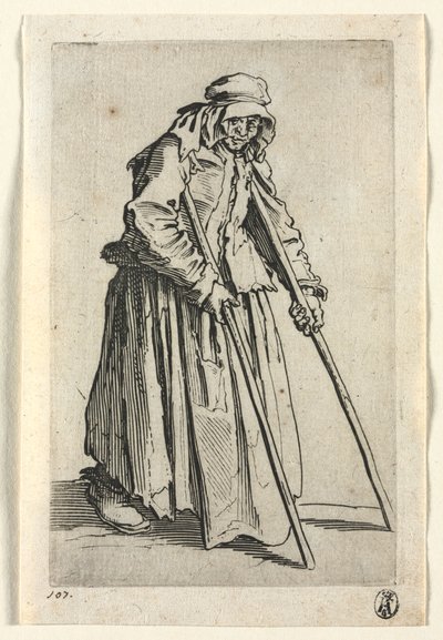Los mendigos: mendiga con muletas de Jacques Callot