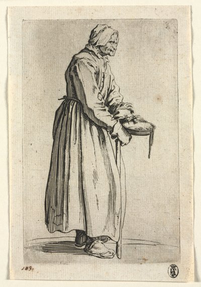 Los mendigos: mendiga con su cuenco de limosna de Jacques Callot