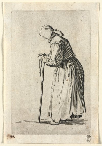 Los mendigos: Mendigo en su rosario, c. 1623 de Jacques Callot