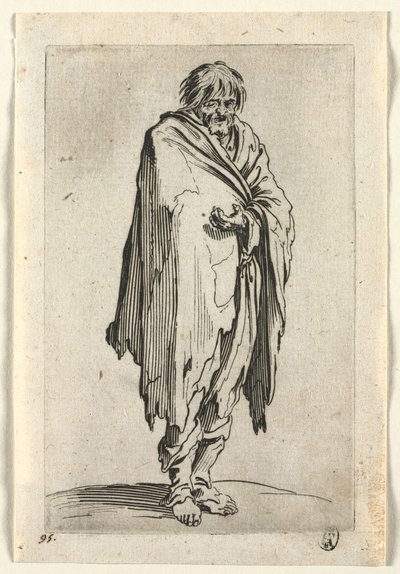 Los mendigos: Mendiga sin sombrero ni zapatos de Jacques Callot