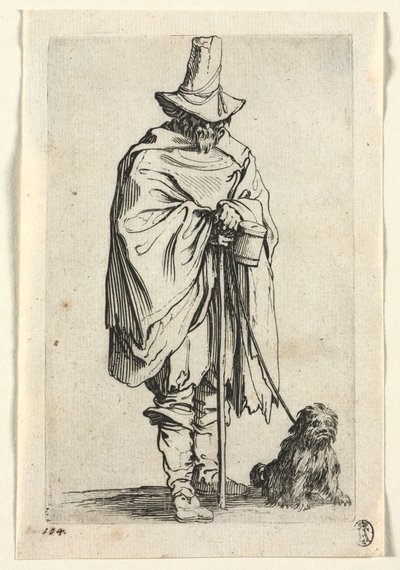 Los Mendigos: Hombre ciego con su perro, c. 1623 de Jacques Callot