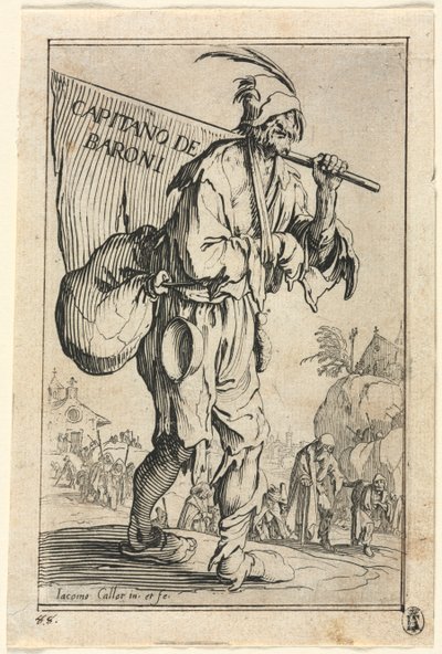 Los mendigos: frontispicio: capitán de los barones de Jacques Callot