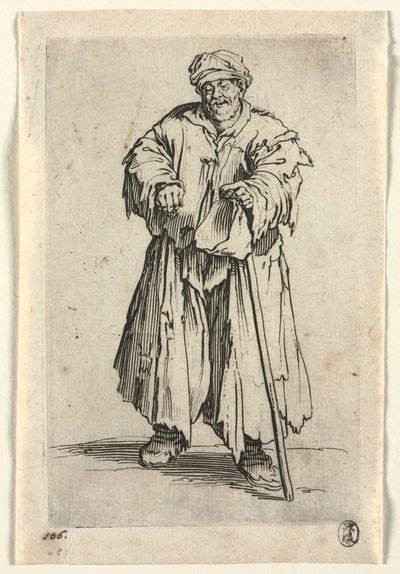 Los Mendigos: Mendigo Obeso con Ojos Bajos, c. 1623 de Jacques Callot